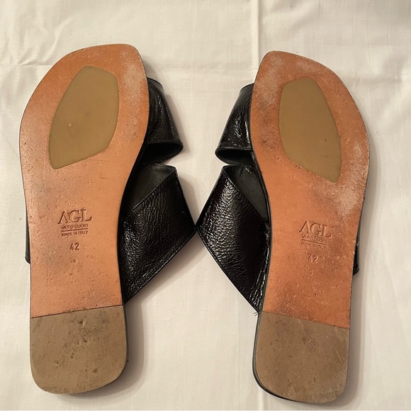 AGL Sandals in Black Shimmery Leather Size 42 (US 11) - Picture 3 of 4